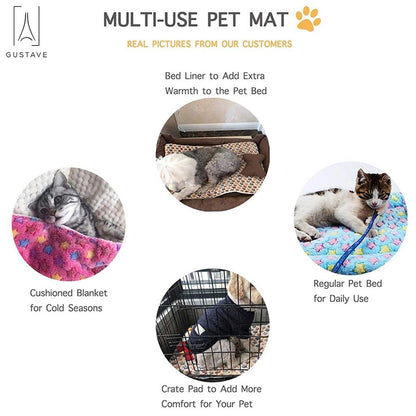 Dog Pet Sleep Mat Soft Warm Reversible Fleece Crate Bed Mat Kennel Pad Cage Cushion for Large Small Medium Dog Cat "Blue, XL"